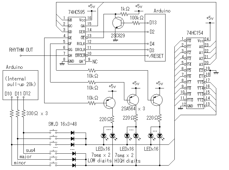 LED and chord button schematic