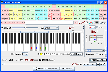 MIDI Chord Helper screen shot (Click to enlarge)